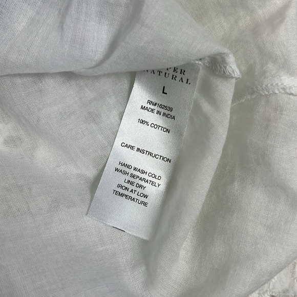 Super Natural Sz L Tiered Eyelet Dress V Neck Blue Ombre V Neck Puff Sleeves - Picture 13 of 13